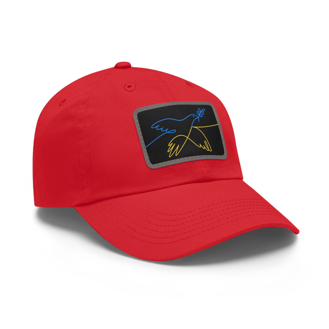 Dove and Leaf Dad Hat with Leather Patch (Rectangle)