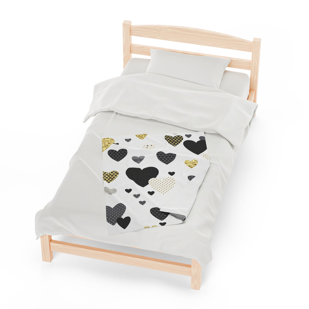 Golden Hearts Velveteen Plush Blanket