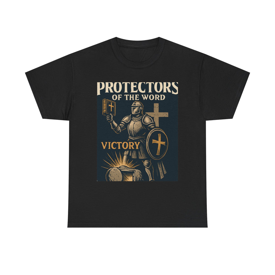 Protectors of the Word Christian T-Shirt No Sleeve Design — 'Victory' Knight Design with John 14:6 Scripture