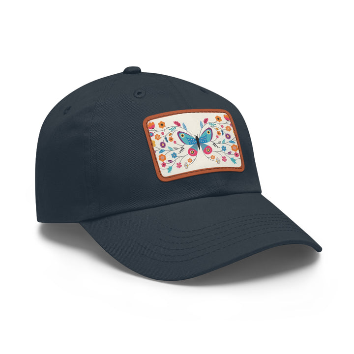 Butterfly Art Dad Hat with Leather Patch (Rectangle)