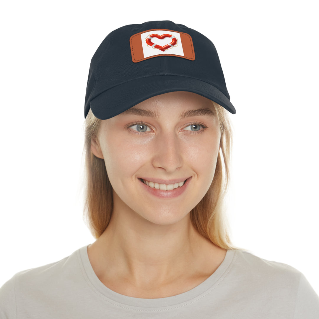 Heart Life Raft Dad Hat with Leather Patch (Rectangle)