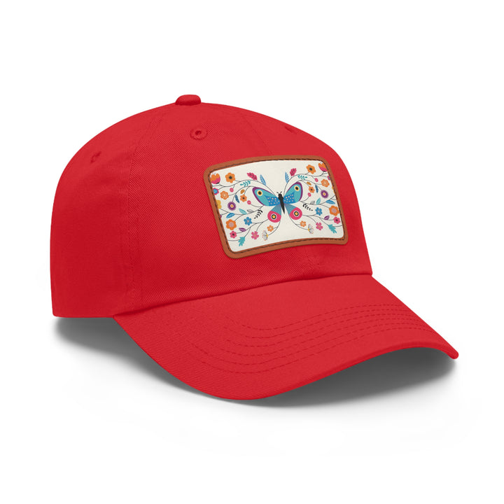 Butterfly Art Dad Hat with Leather Patch (Rectangle)