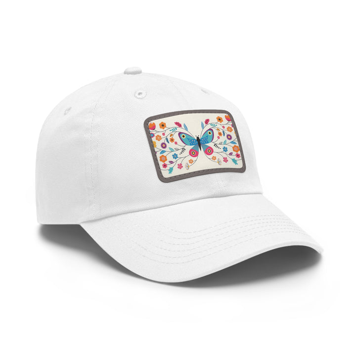 Butterfly Art Dad Hat with Leather Patch (Rectangle)