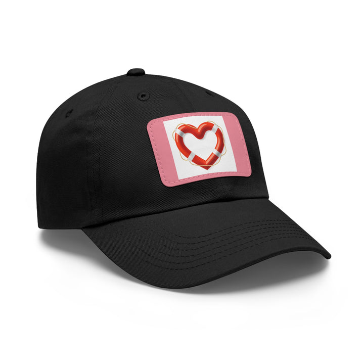 Heart Life Raft Dad Hat with Leather Patch (Rectangle)