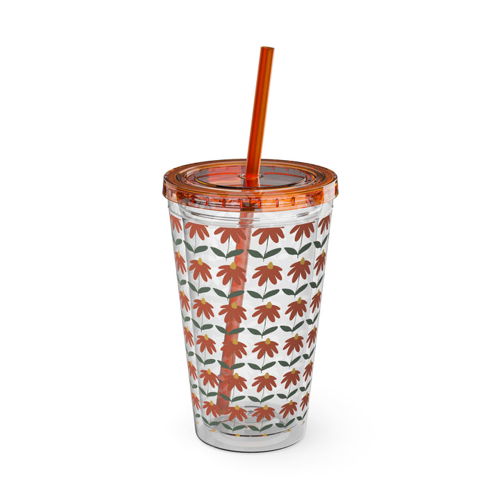 Gerbera Sunsplash Tumbler with Straw, 16oz