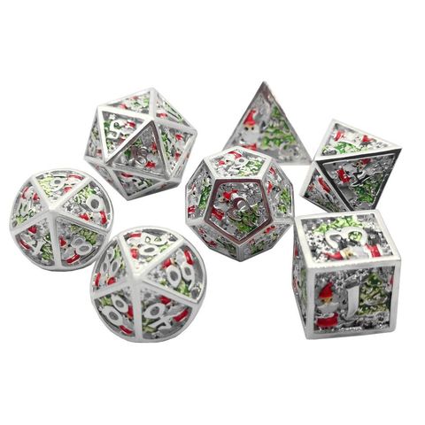 Metal Winter Holliday Santa 7-Dice Set (silver)