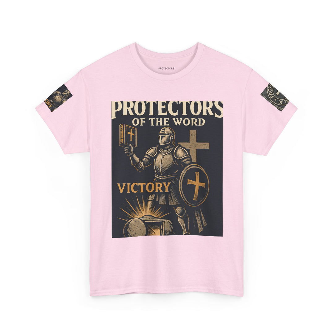 Protectors of the Word Christian T-Shirt No Sleeve Design — 'Victory' Knight Design with John 14:6 Scripture