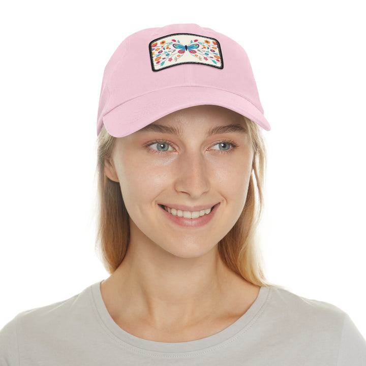 Butterfly Art Dad Hat with Leather Patch (Rectangle)