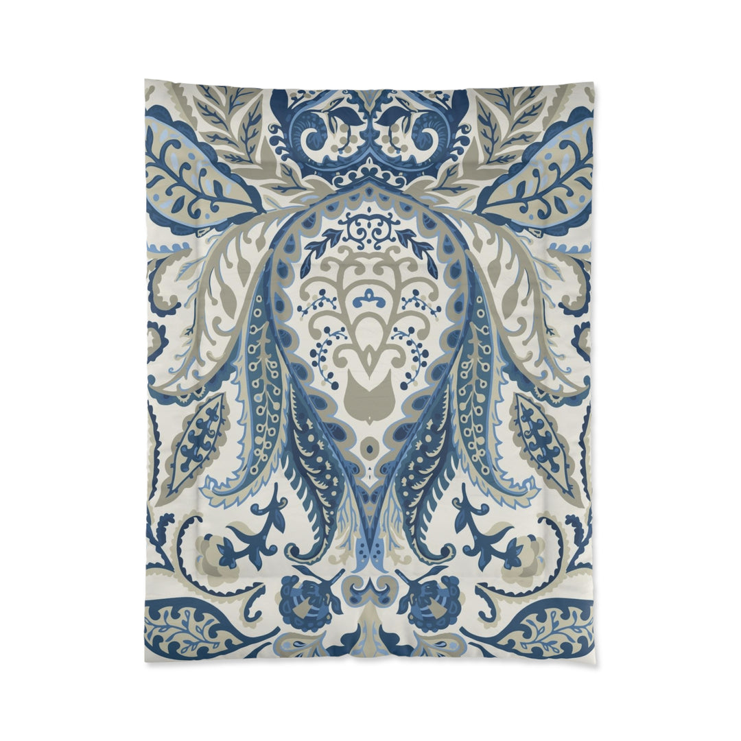 Blue Floral Ornaments Comforter