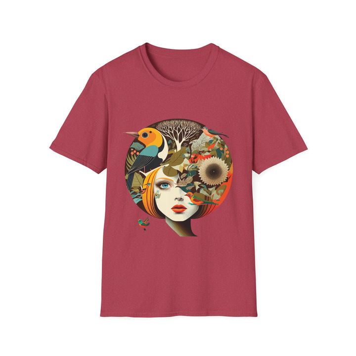 Girl With Flowers and Birds in Hair Unisex Softstyle T-Shirt