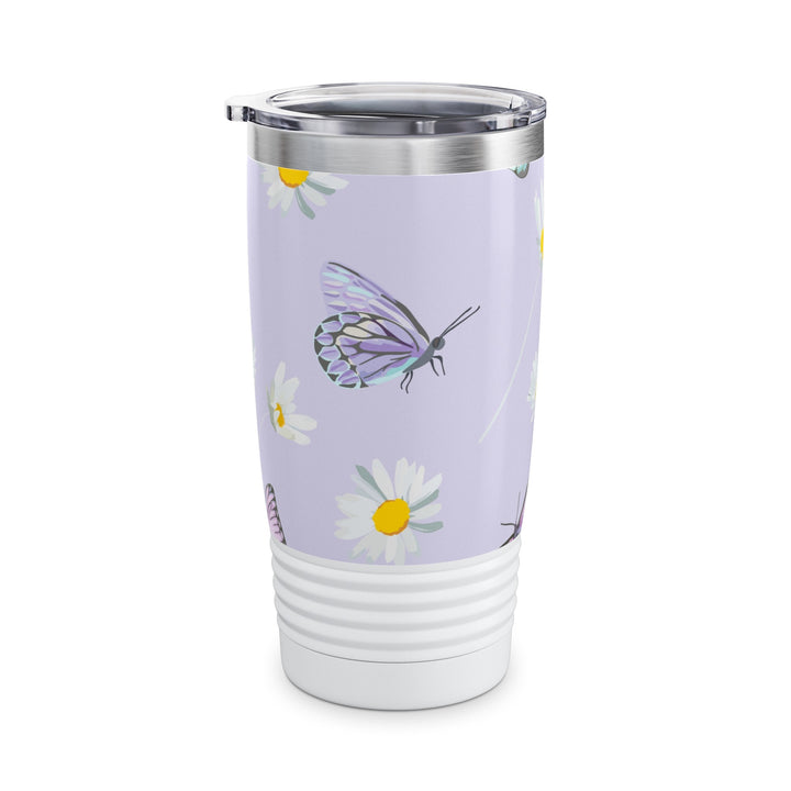 Daisy Flowers and Butterflies Ringneck Tumbler, 20oz