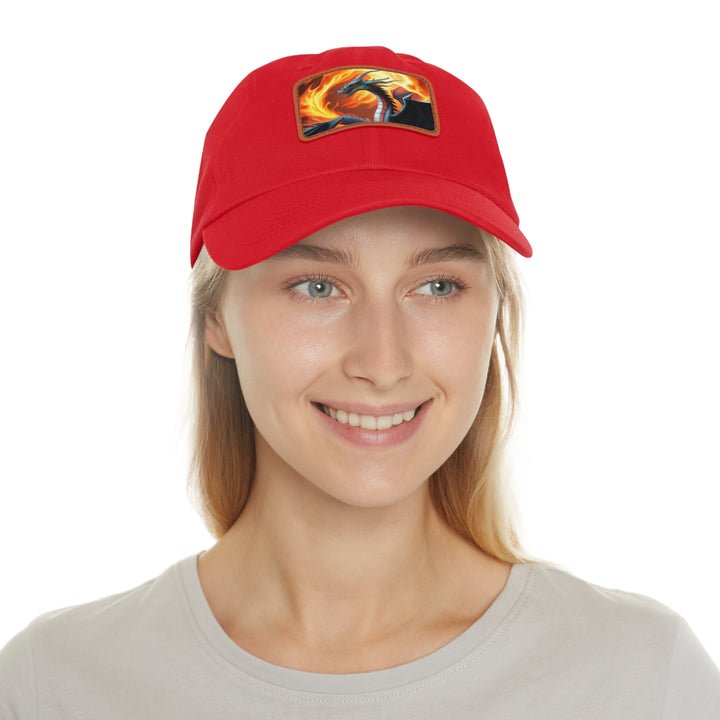 Dragon Fire Dad Hat with Leather Patch (Rectangle)