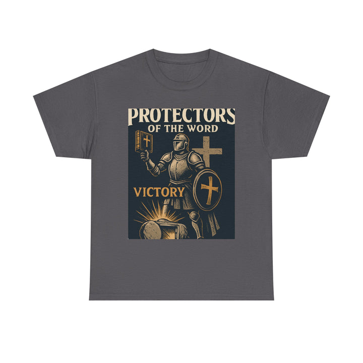 Protectors of the Word Christian T-Shirt No Sleeve Design — 'Victory' Knight Design with John 14:6 Scripture