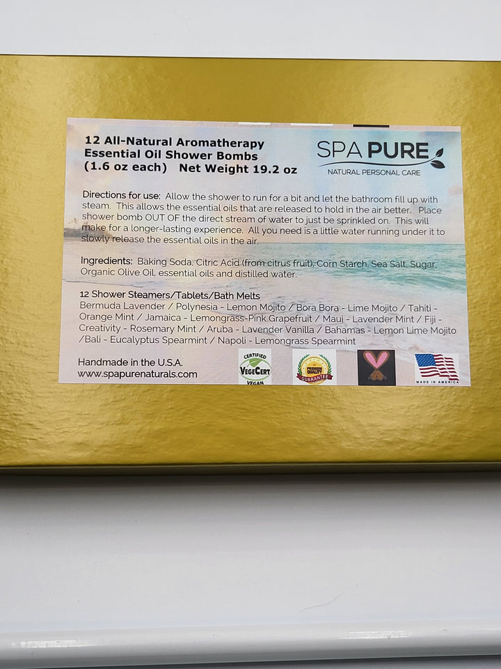 Destination Shower Steamers Gift Set with 12 Aromatherapy Shower Bombs - 100% Essential Oil Blends