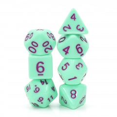 Mint Rose 7-Dice Set (Mint/Purple)
