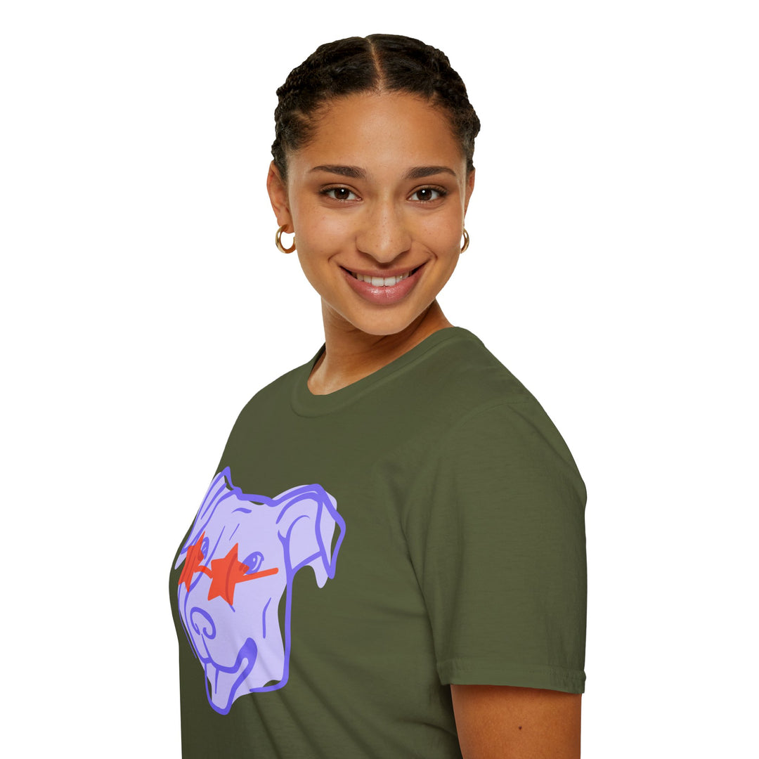 Puppy With Star Glasses Unisex Softstyle T-Shirt