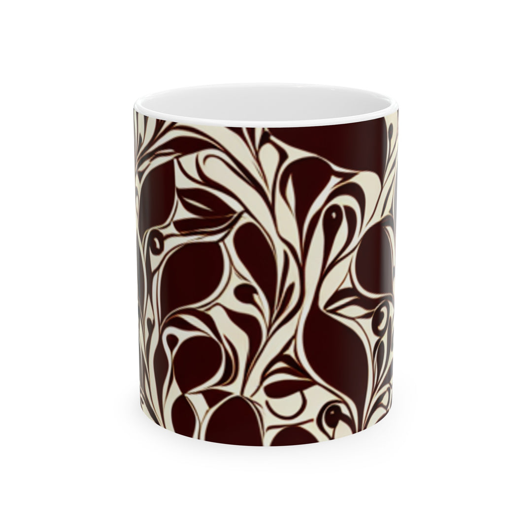 Traditional Classic Coffee Pattern Ceramic Mug, (11oz, 15oz)