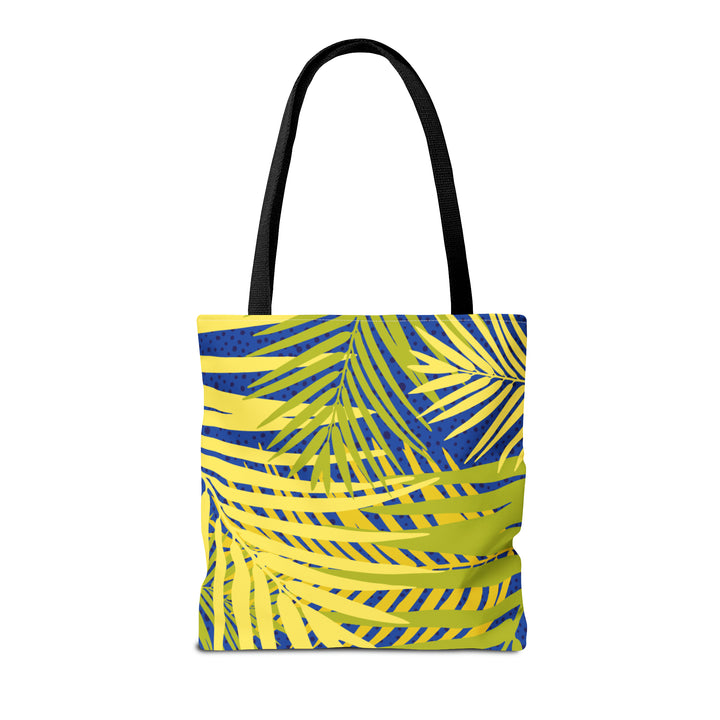 Green Leaves Pattern Over Blue Tote Bag (AOP)