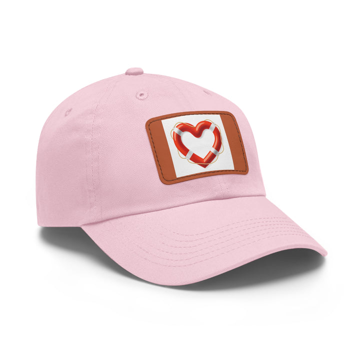 Heart Life Raft Dad Hat with Leather Patch (Rectangle)