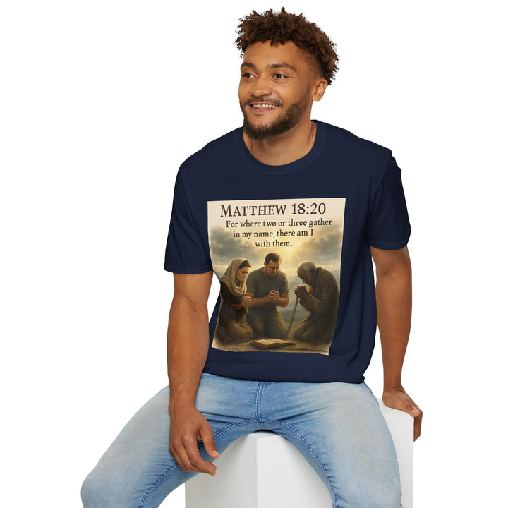 Christian Scripture T-Shirt — Matthew 18:20 and Isaiah 41:10 Faith Tee