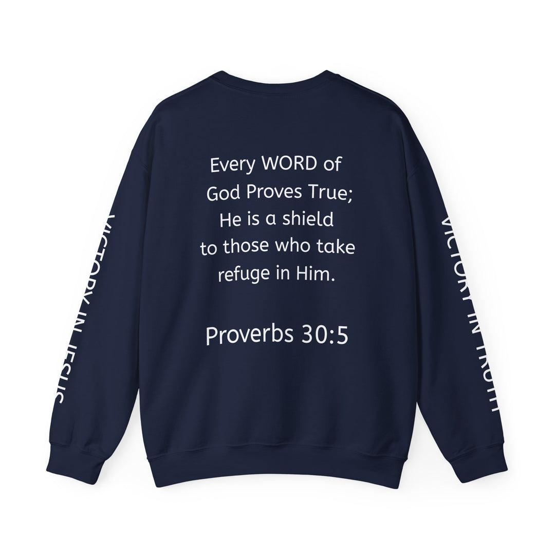 Knight Shield Crewneck Sweatshirt — "Protectors of the Word Victory"