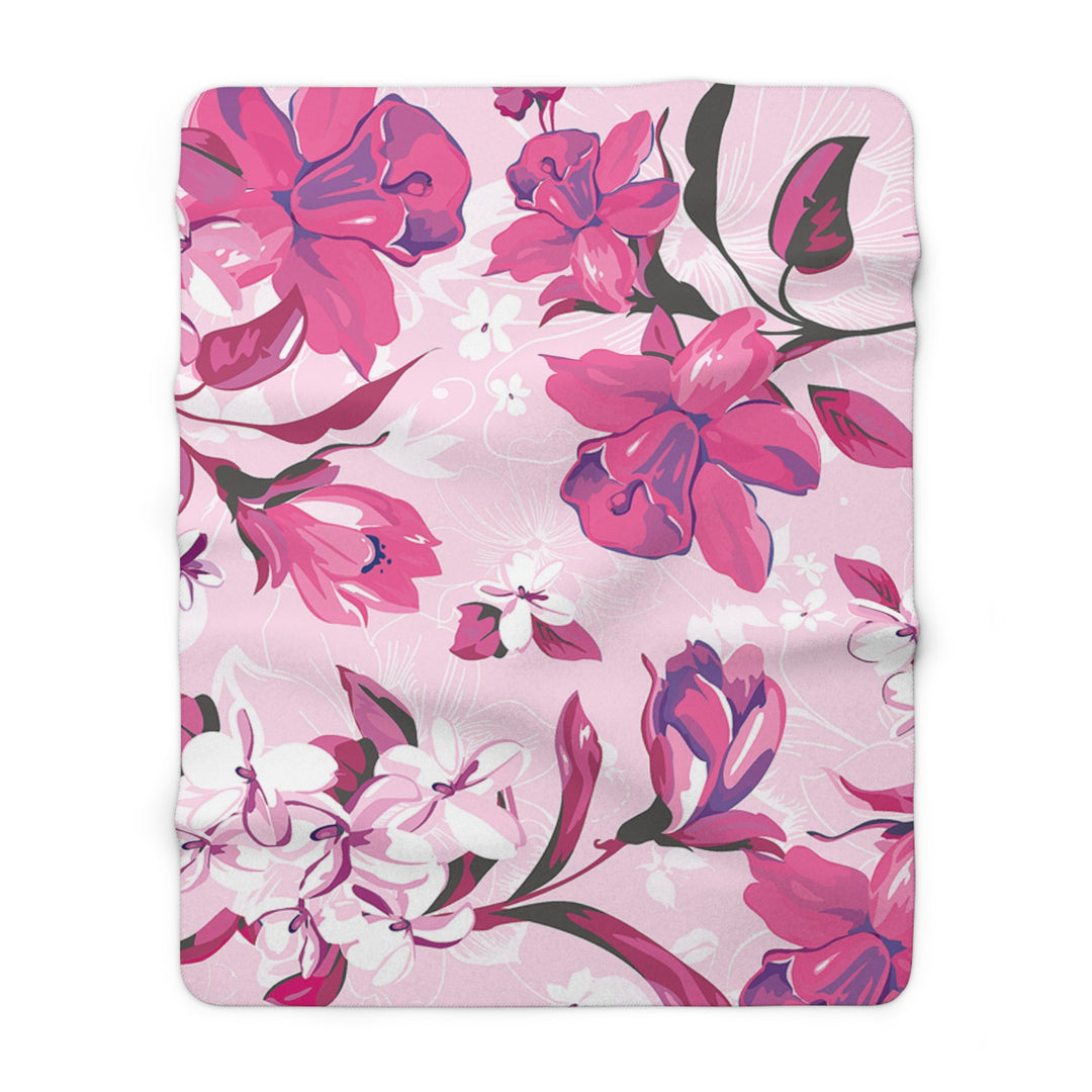 Floral Flowers and Leaves Sherpa Fleece Blanket