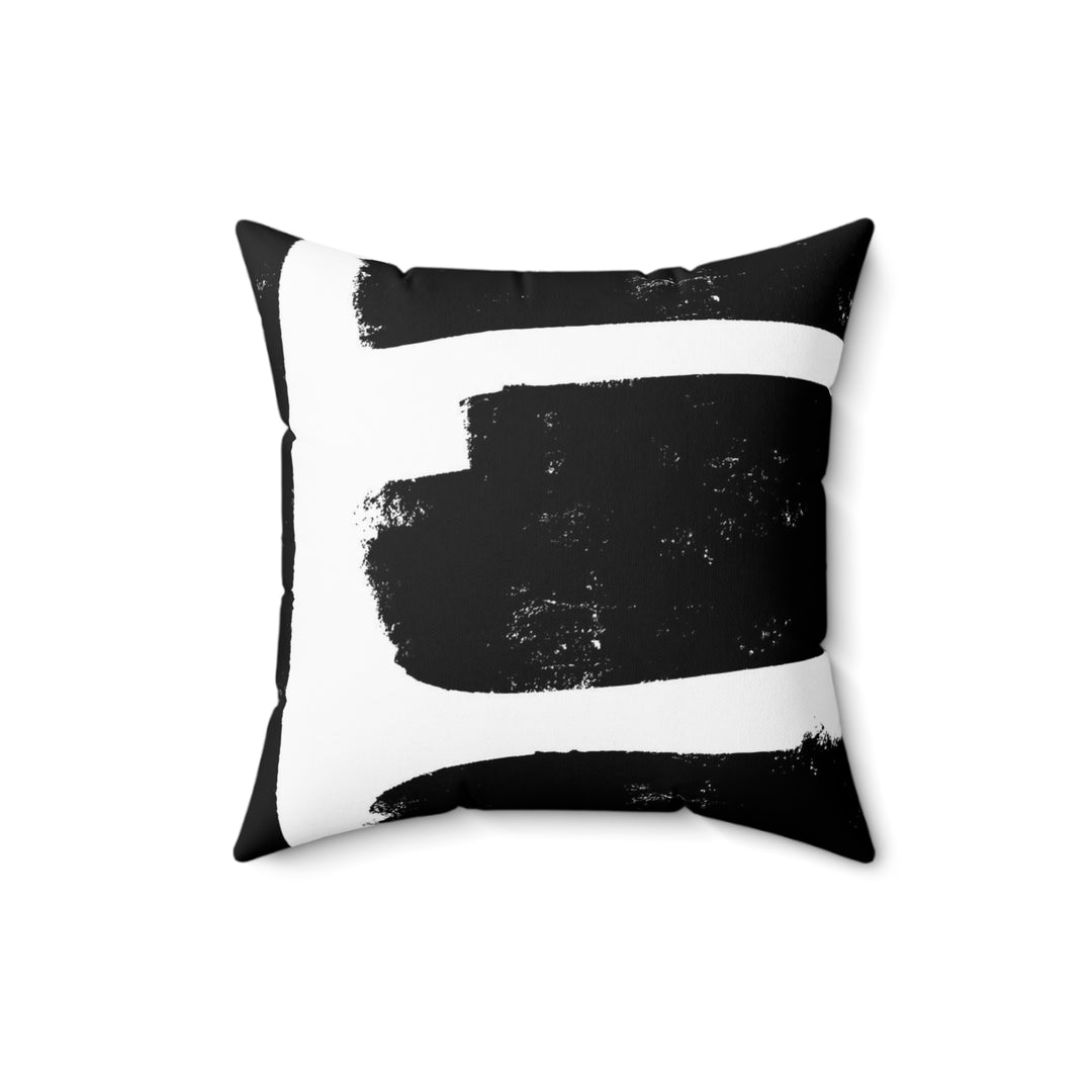 Black and White Paint Strokes Spun Polyester Square Pillow