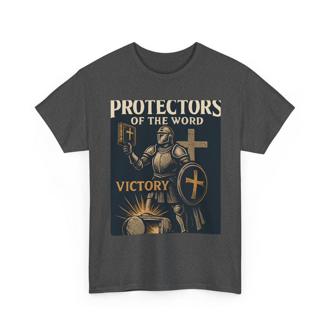 Protectors of the Word Christian T-Shirt No Sleeve Design — 'Victory' Knight Design with John 14:6 Scripture
