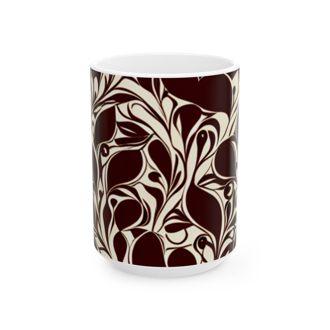 Traditional Classic Coffee Pattern Ceramic Mug, (11oz, 15oz)