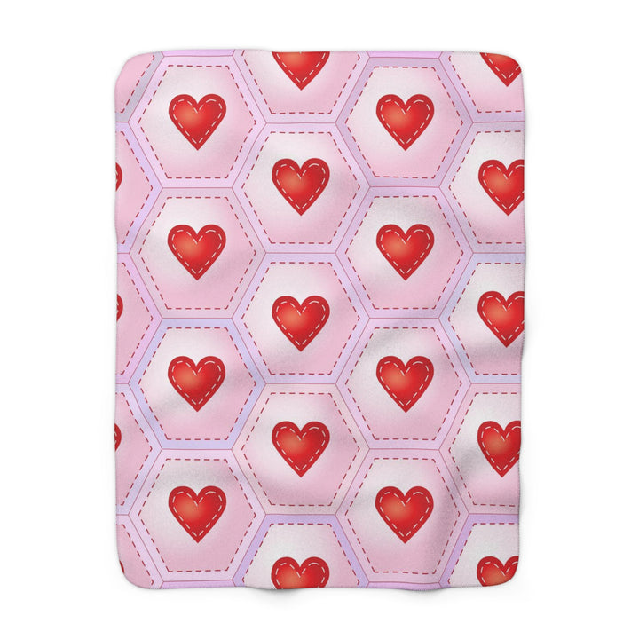 Hearts on Hexagon Sherpa Fleece Blanket