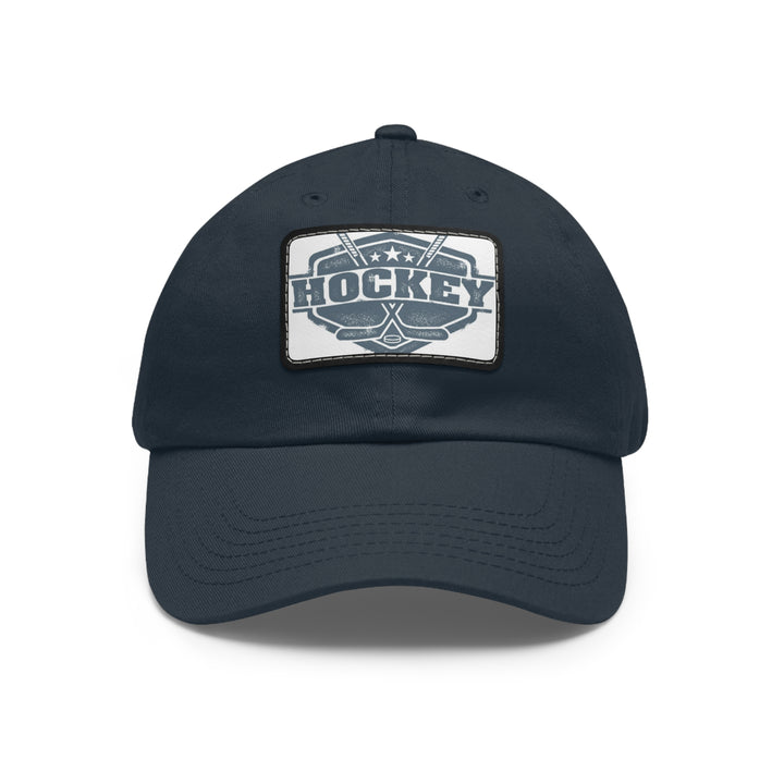 Hockey Dad Hat with Leather Patch (Rectangle)