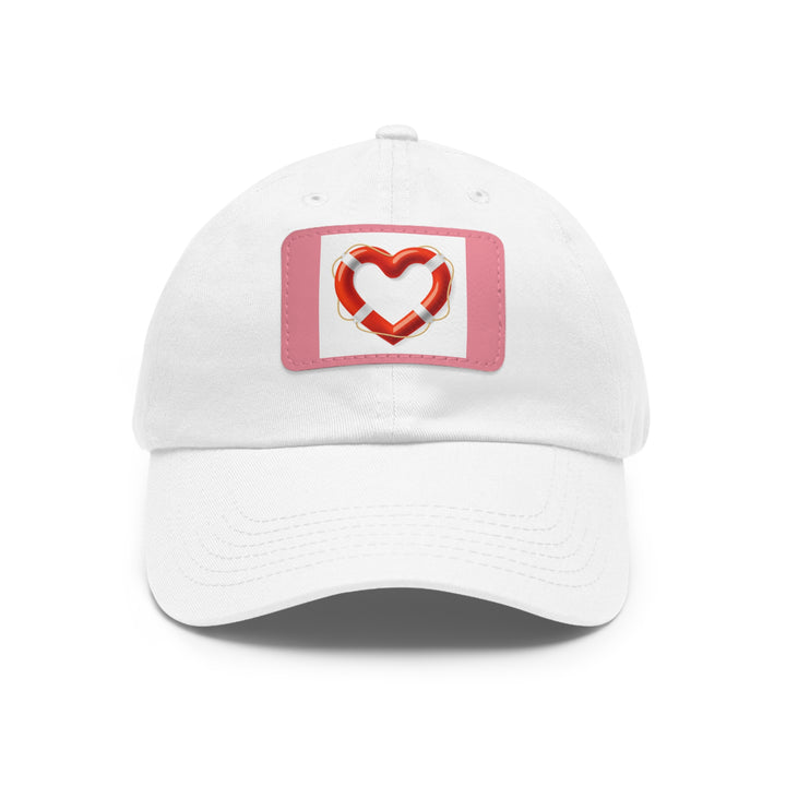 Heart Life Raft Dad Hat with Leather Patch (Rectangle)