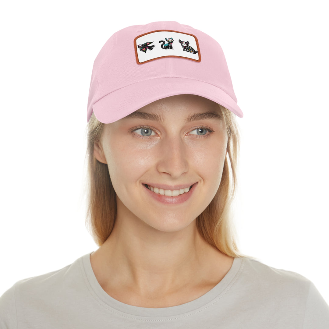 Bird Cat Dog Dad Hat with Leather Patch (Rectangle)