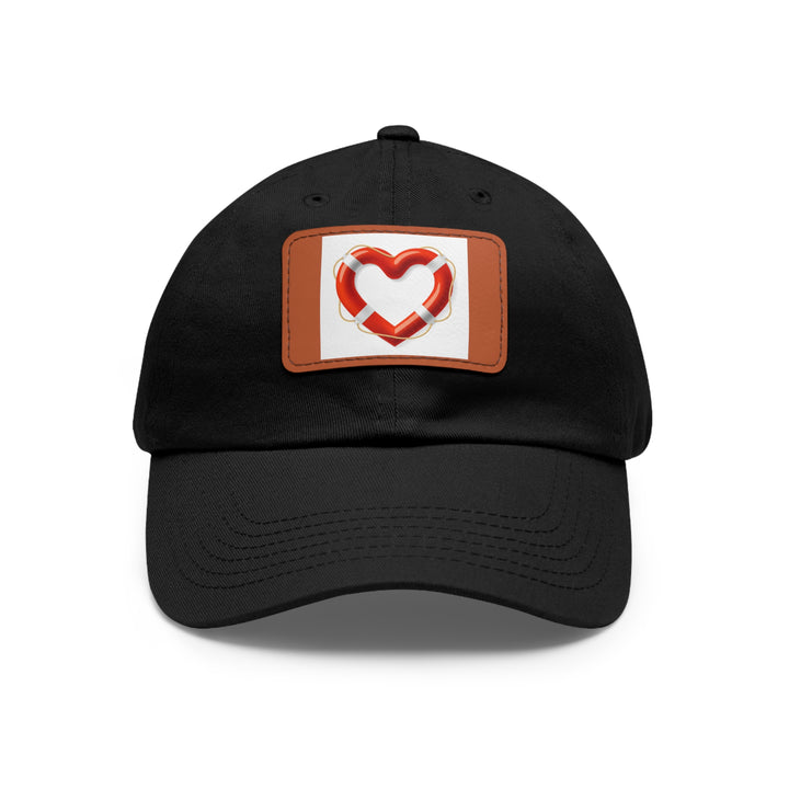 Heart Life Raft Dad Hat with Leather Patch (Rectangle)