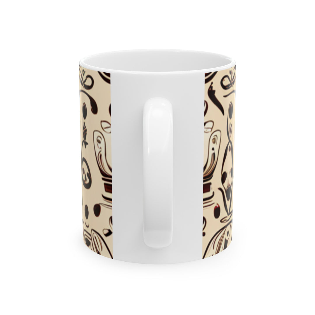 Vintage Style Pattern Ceramic Mug, (11oz, 15oz)