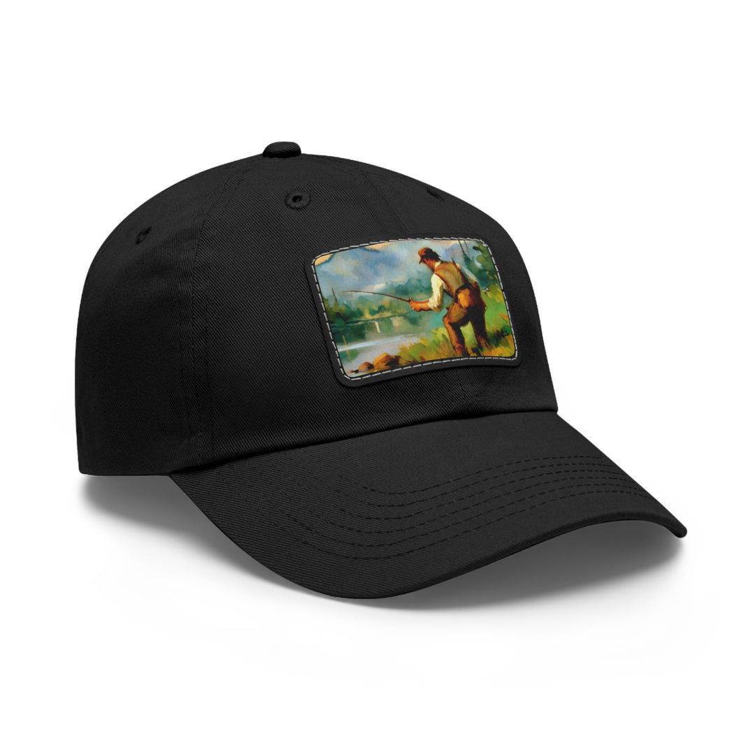 Fisherman Dad Hat with Leather Patch (Rectangle)