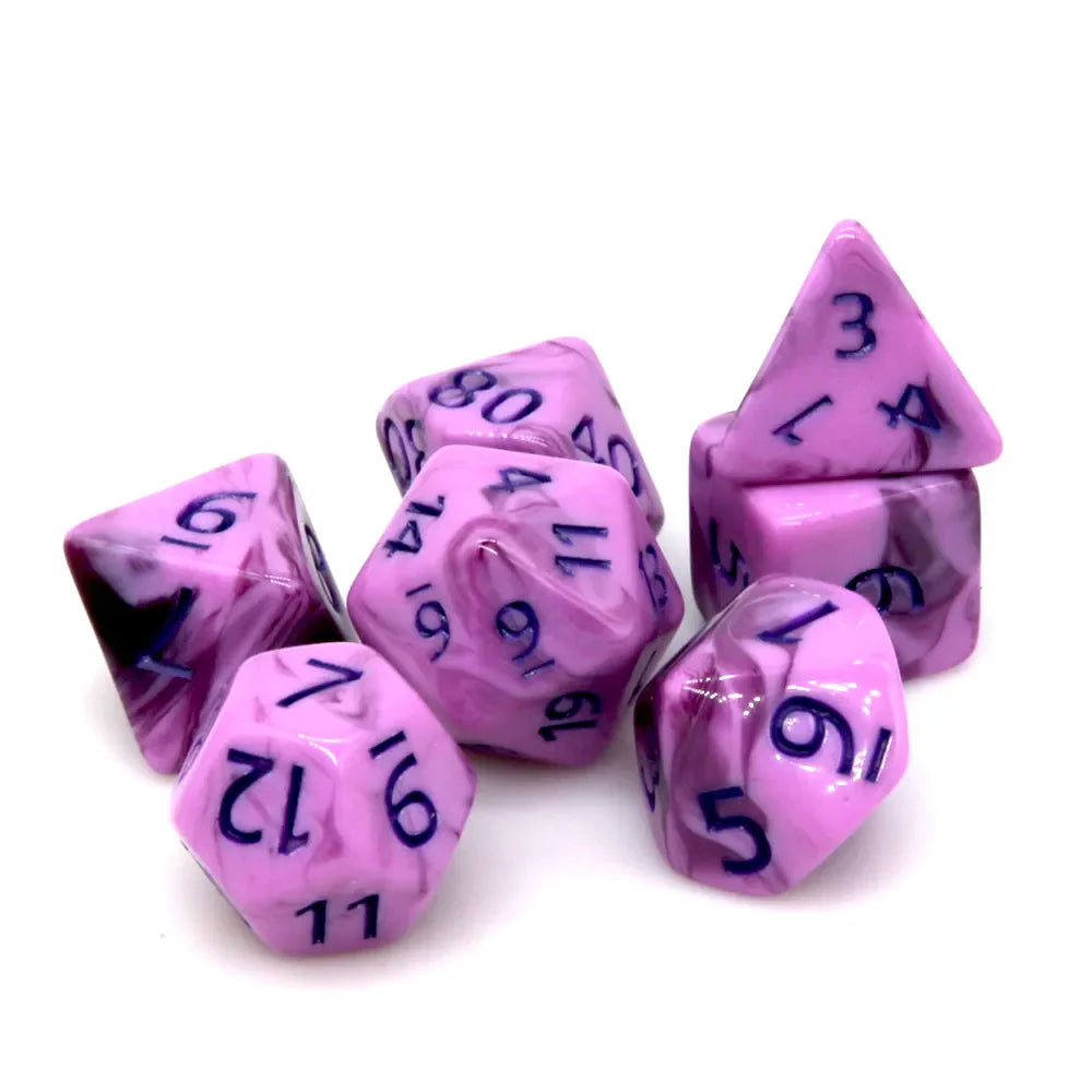 Warlock's Pain 7-Dice Set Purple & Light Purple w/Purple Numbers Dnd Dice Set