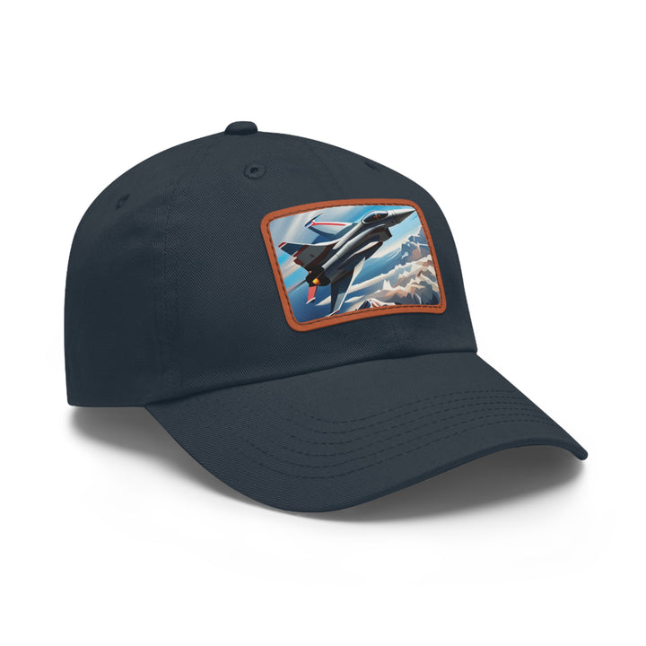 Jet Fighter Dad Hat with Leather Patch (Rectangle)