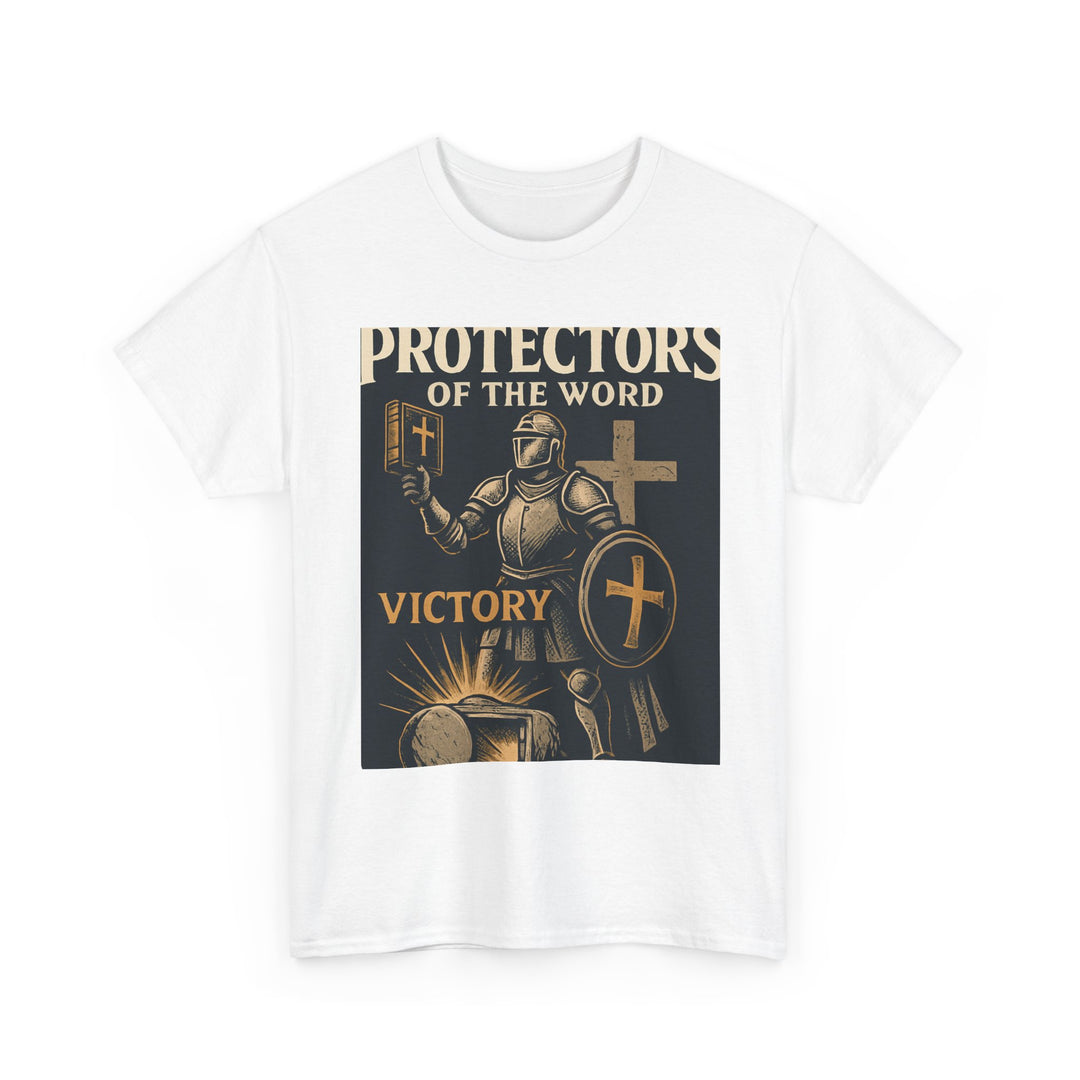 Protectors of the Word Christian T-Shirt No Sleeve Design — 'Victory' Knight Design with John 14:6 Scripture