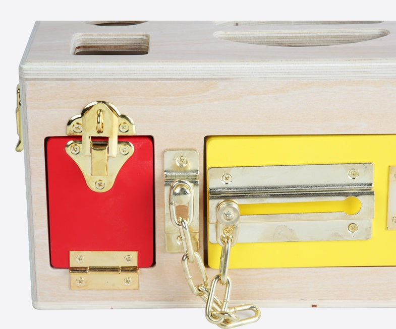 Wooden Shape Sorting Lock Box – Educational Toy for Preschool Kids