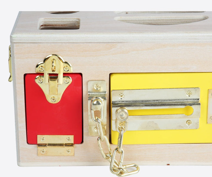 Wooden Shape Sorting Lock Box – Educational Toy for Preschool Kids