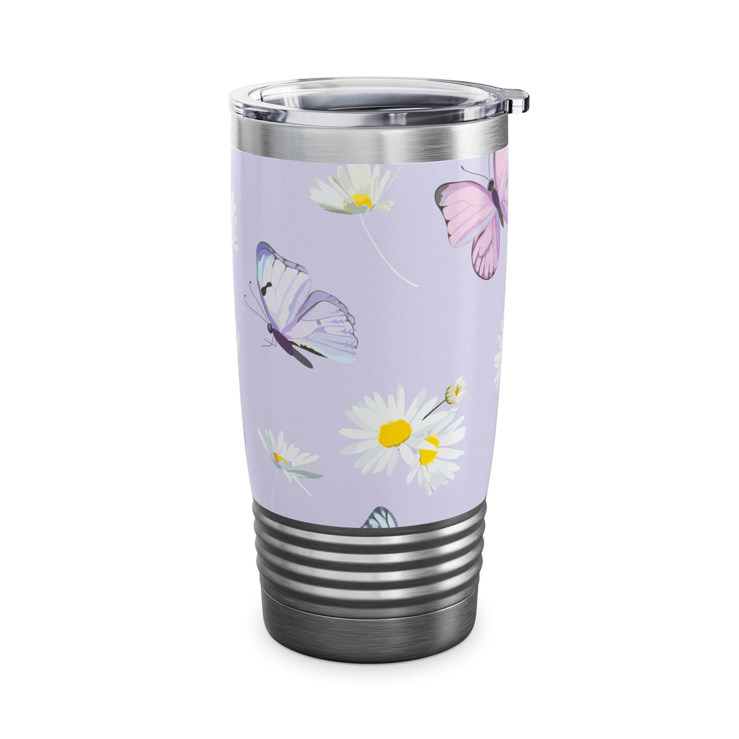 Daisy Flowers and Butterflies Ringneck Tumbler, 20oz