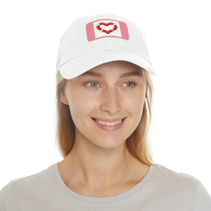 Heart Life Raft Dad Hat with Leather Patch (Rectangle)