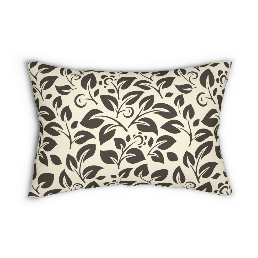 Beauty Floral Pattern on White Spun Polyester Lumbar Pillow