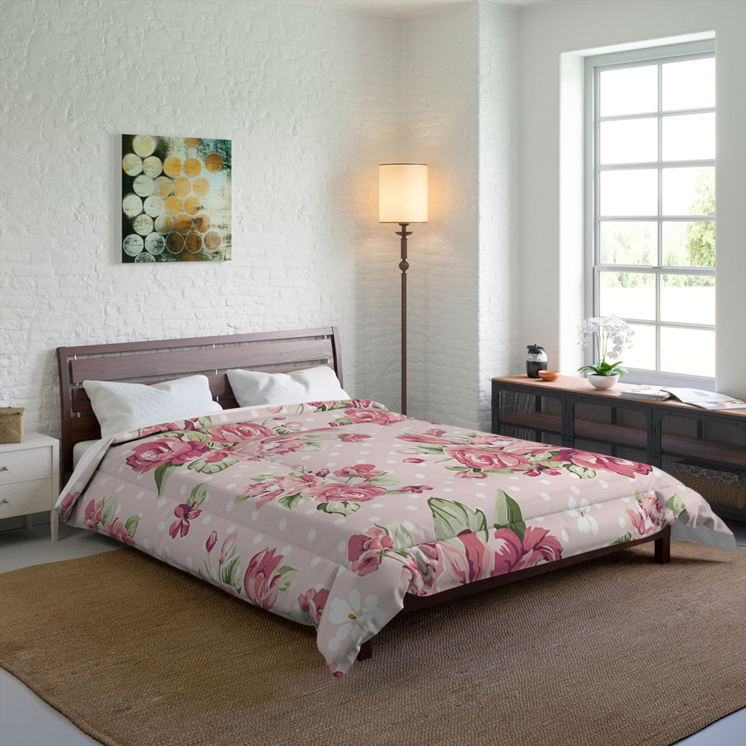 Rose Pattern on Pink Comforter