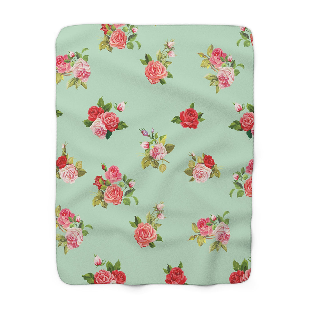 Pretty Roses Pattern Sherpa Fleece Blanket