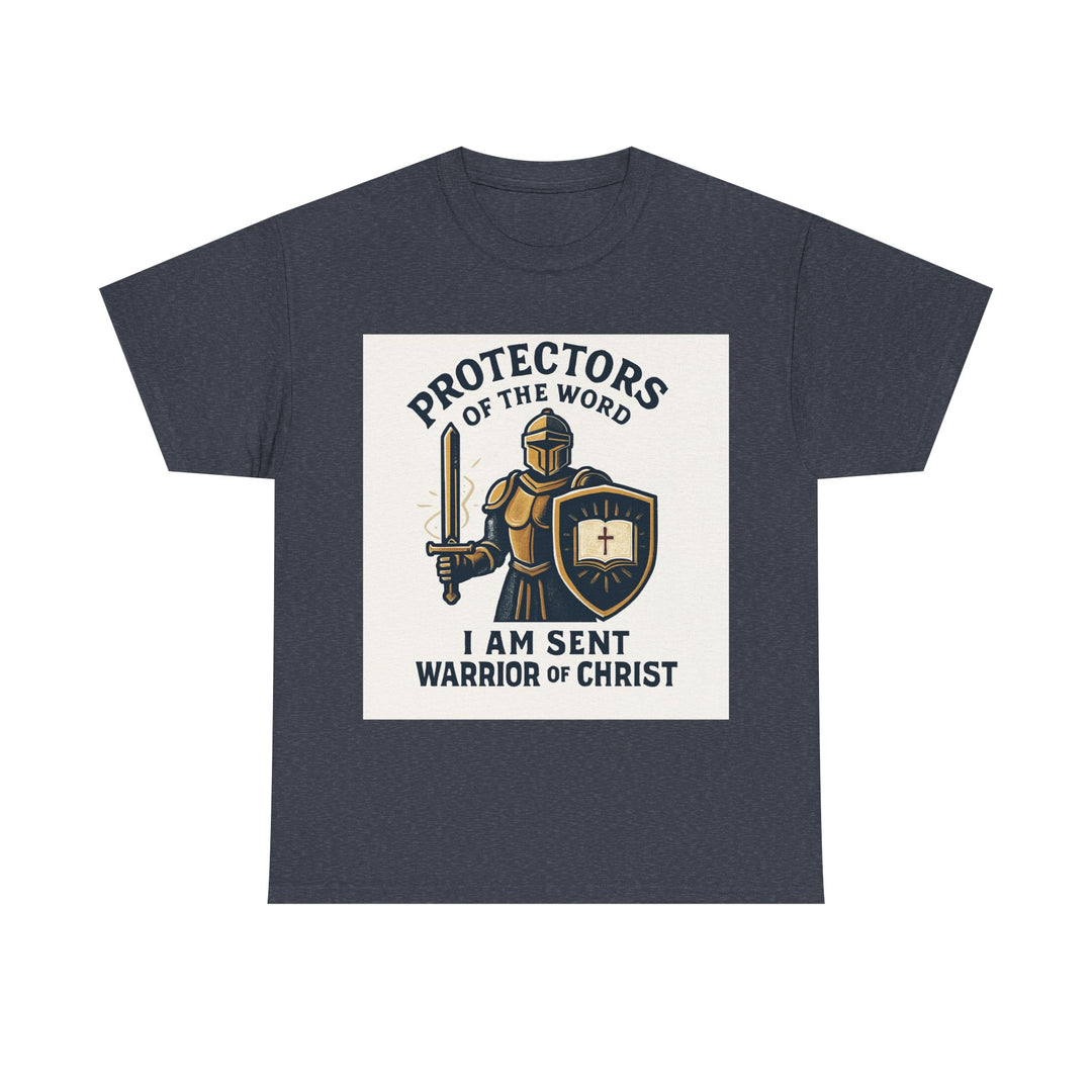 Protectors of the Word T-Shirt — Knight with Sword and Shield Literary Tee