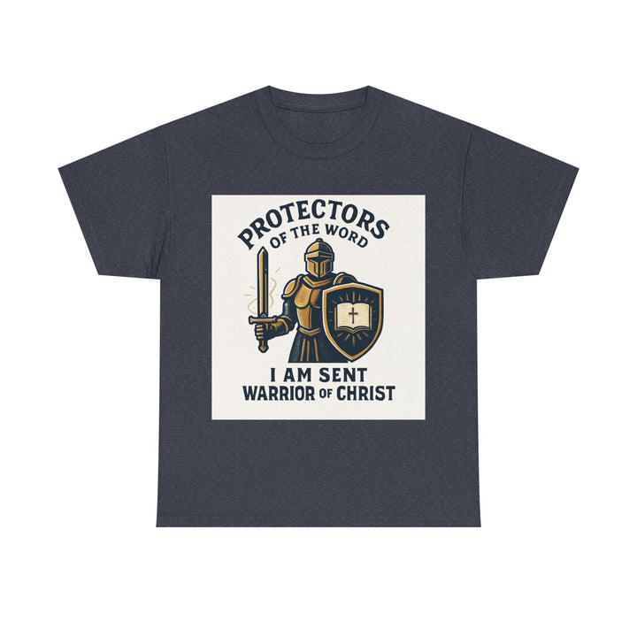 Protectors of the Word T-Shirt — Knight with Sword and Shield Literary Tee