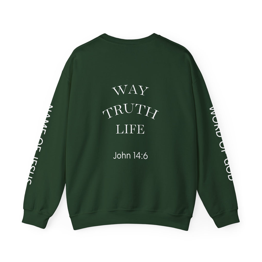 Knight Shield Crewneck Sweatshirt — "Protectors of the Word Jesus Lives"