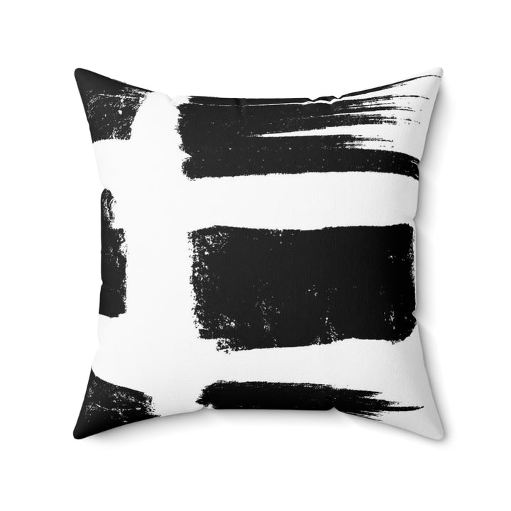 Black and White Paint Strokes Spun Polyester Square Pillow